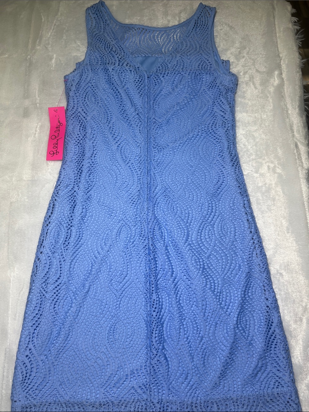 Lilly PulitzerJanine Shift Dress Blue Peri Flowering Leaf Lace Size 6 - Picture 4 of 4